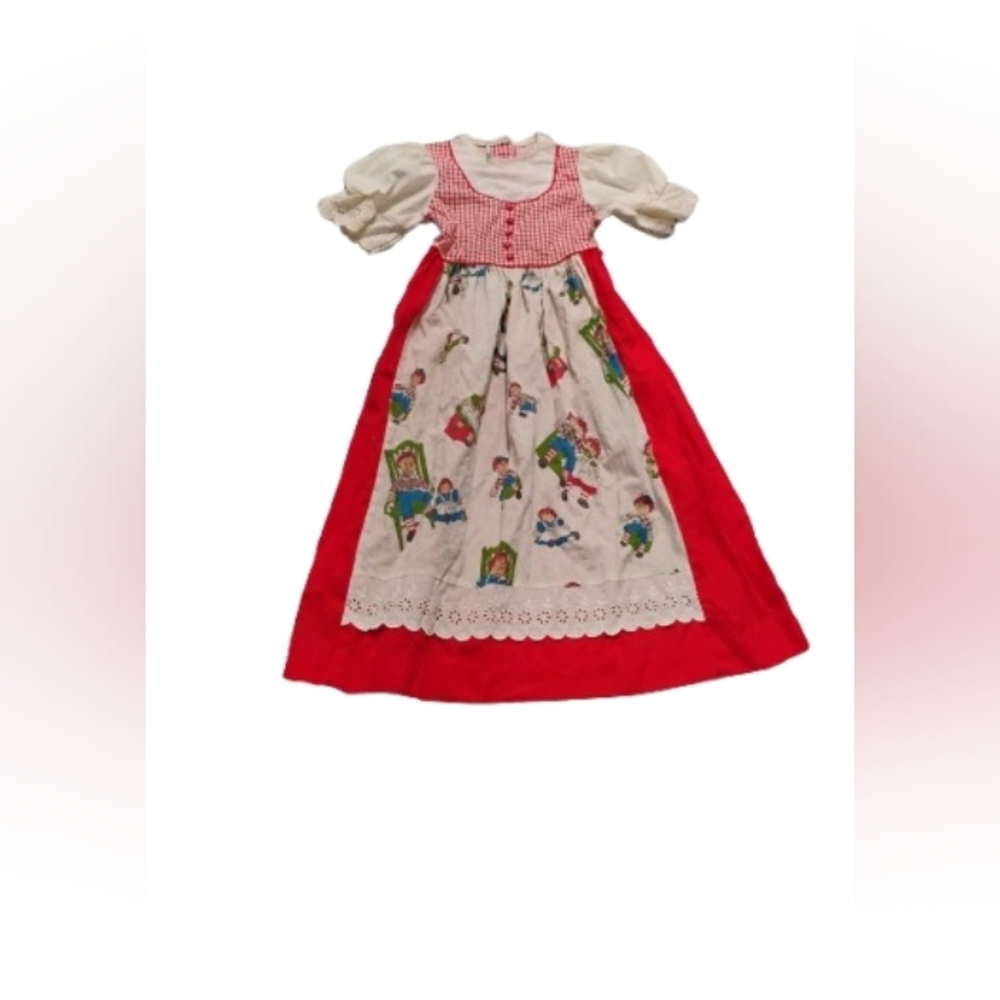 Vintage 1970s Carol Evans Jcpenney Raggedy Ann Puff Sleeve Dress Girls 6